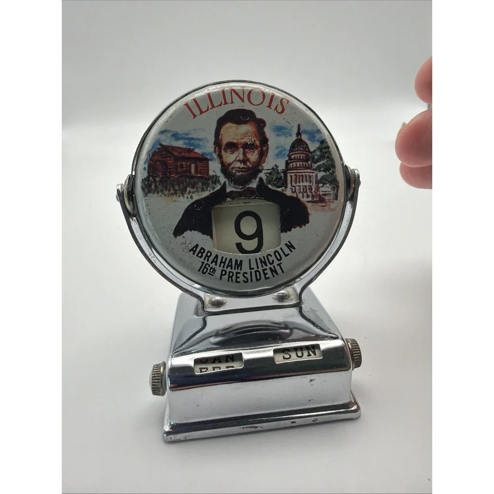 Illinois Abraham Lincoln 16th President Perpetual Desk Calendar Date Display